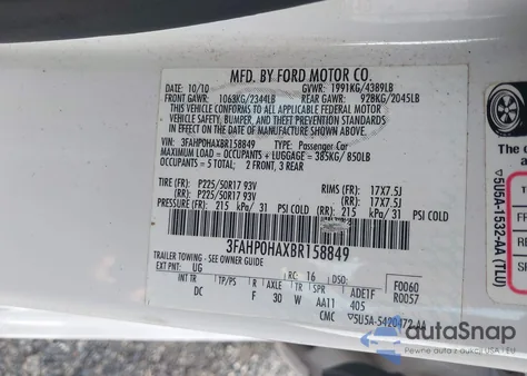 2011 Ford Fusion Se z USA, uszkodzony, nr VIN 3FAHP0HAXBR158849
